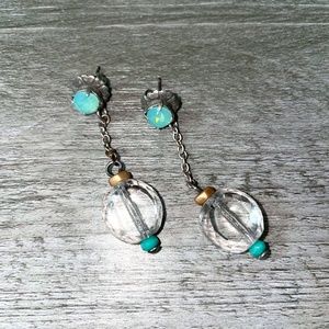 Sabika Glass Bead & Blue Stone Earrings